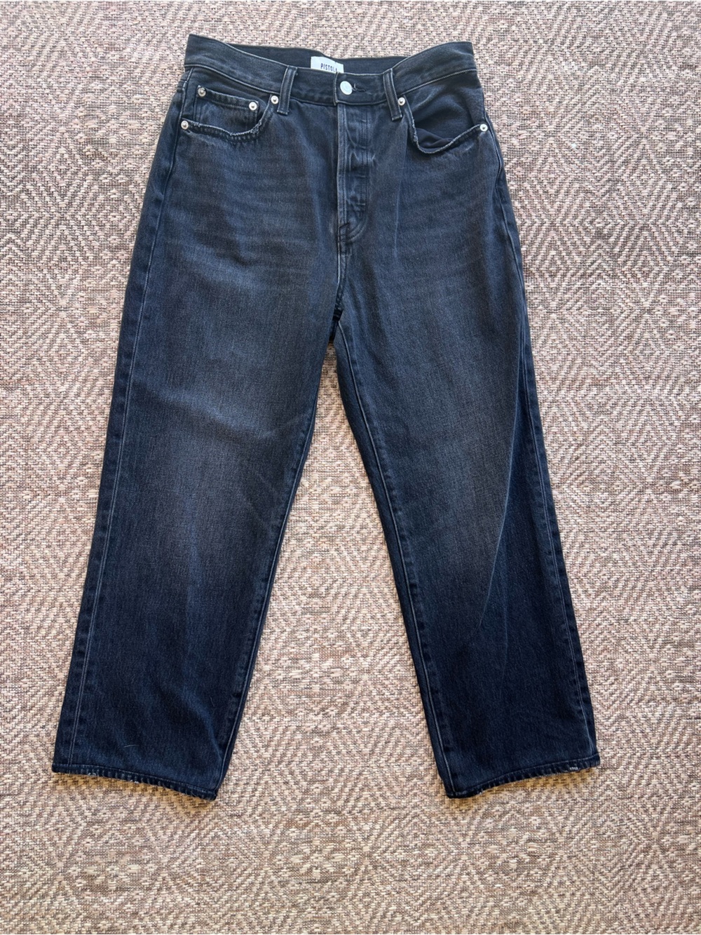 Pistola Cassie High Rise Cropped Straight Jeans Stormy Black Gray 28